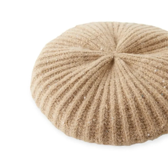ZARA Kids | Beige | SEQUIN KNIT BERET - Picture 2 of 6